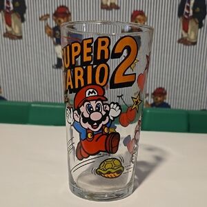 Vintage 1989 Super MARIO Bros 2 Nintendo NES Era Promotional Glass Cup HTF VGC